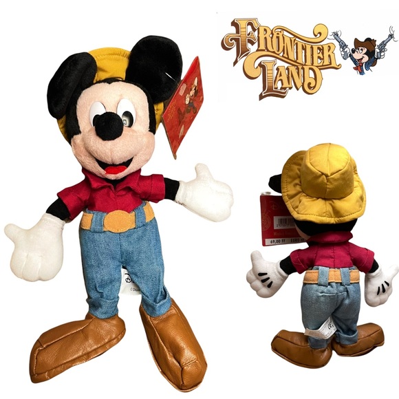 Disney Toys Disneyland Paris Mickey Mouse Frontierland Plush Beanie